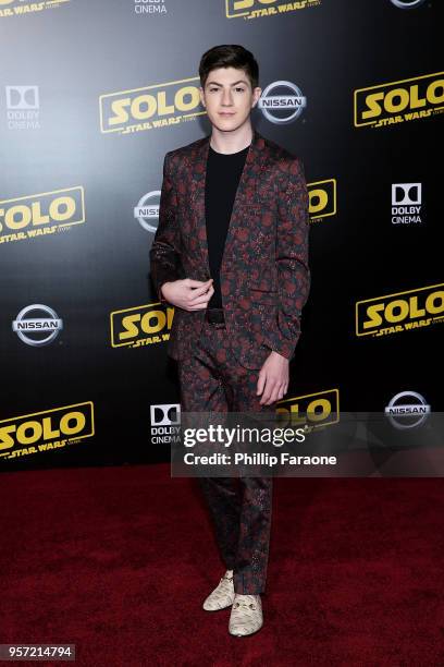 Mason Cook attends the premiere of Disney Pictures and Lucasfilm's "Solo: A Star Wars Story" on May 10, 2018 in Hollywood, California.