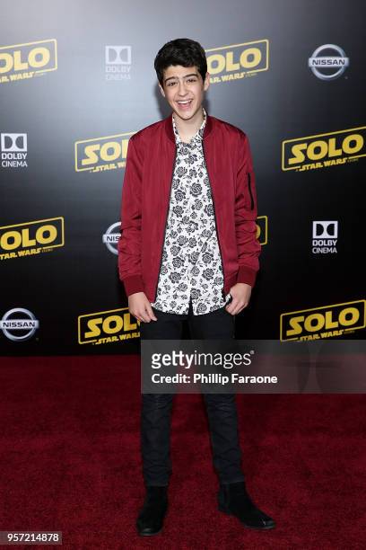 Joshua Rush attends the premiere of Disney Pictures and Lucasfilm's "Solo: A Star Wars Story" on May 10, 2018 in Hollywood, California.