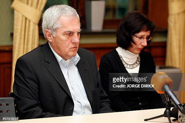 Eddy and Martine Van Uytsel, parents of 18 year old Annick Van Uytsel who was murdered in April 2007, talk to journalists on January 12, 2010. Ronald...