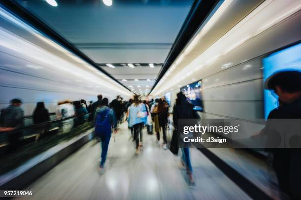 busy commuters in subway station during rush hour - busy railway station stock pictures, royalty-free photos & images