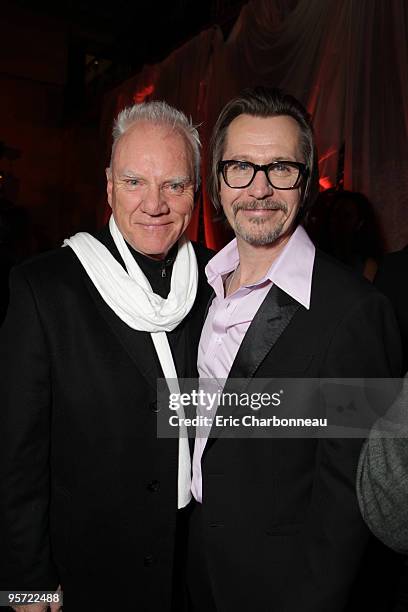 Malcolm McDowell and Gary Oldman at Warner Bros. Pictures Premiere of Alcon Entertainment's 'The Book of Eli' at Grauman's Chinese Theatre on January...