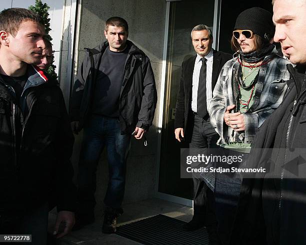 Johnny Depp sighted arriving in Belgrade to attend the Film Festival on January 12, 2010 in Belgrade, Serbia.