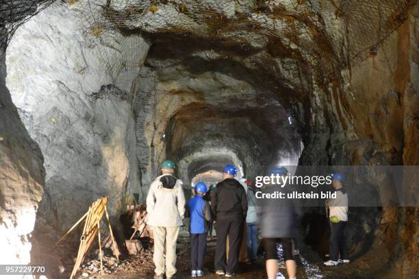 Besucher besichtigen das Tunnelsystem von Schloss Fürstenstein im polischen Niederschlesien im Gebiet Säuferhöhen " Osowka bei Waldenburg . Im...