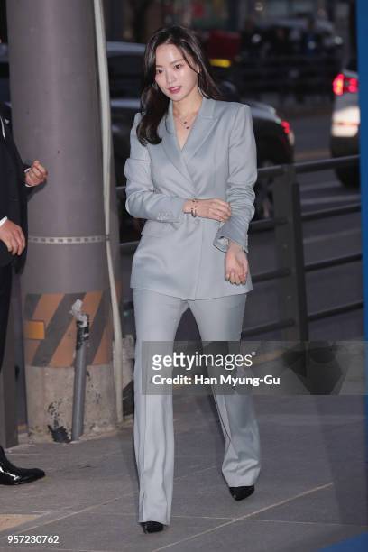 Actress Chun Woo-Hee arrives at the photocall for PIAGET on May 10, 2018 in Seoul, South Korea.