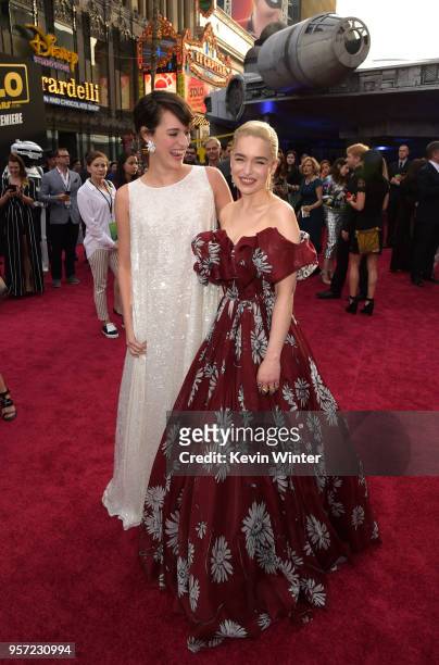 Phoebe Waller-Bridge and Emilia Clarke attend the premiere of Disney Pictures and Lucasfilm's "Solo: A Star Wars Story" at the El Capitan Theatre on...
