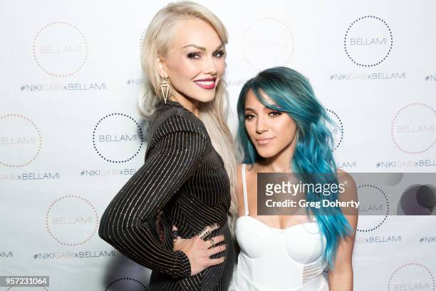 Kandee Johnson and Niki DeMartino attend the Niki & Gabi DeMartino X Bellami Collection Launch Party at Avenue on May 10, 2018 in Los Angeles,...