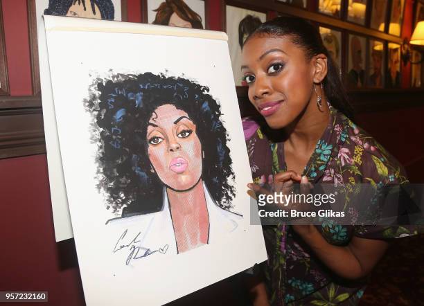 Condola Rashad poses as she recieves her caricature for her role in the MTC play "St. Joan" at Sardis on May 10, 2018 in New York City.