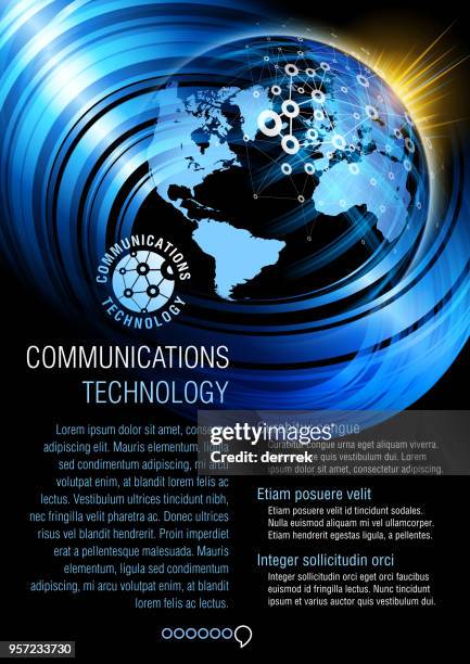 flyer design example. global communications. - lorem ipsum stock illustrations
