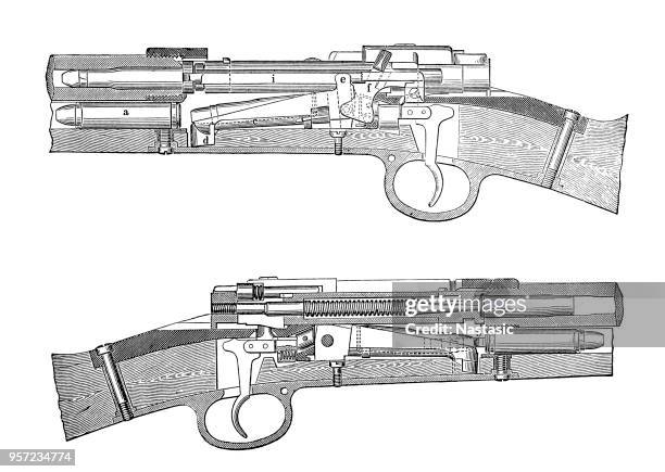 german infantry regiment m 71.84 rifle - sporting clays stock illustrations