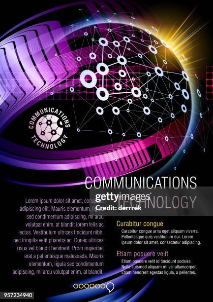 flyer design example. global communications. - lorem ipsum stock illustrations