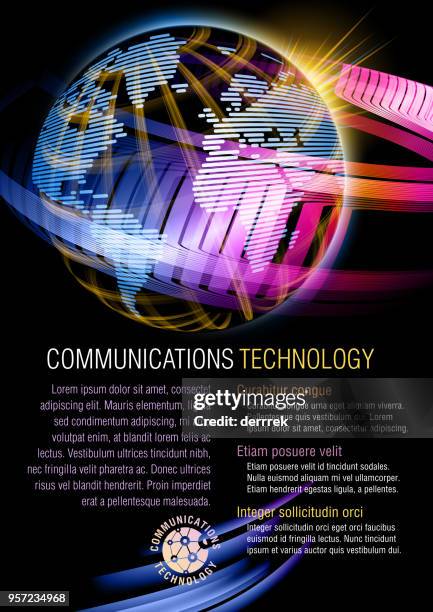 flyer design example. global communications. - lorem ipsum stock illustrations