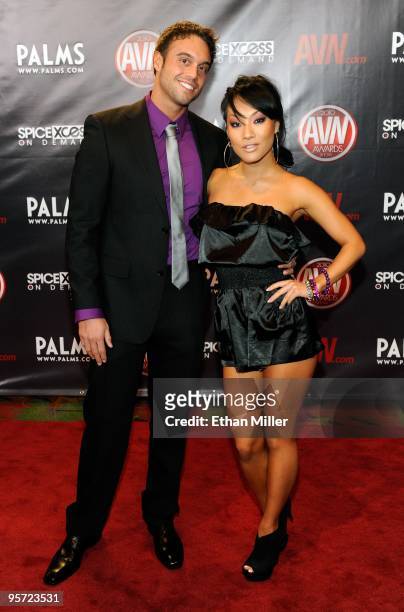 Adult film actor Rocco Reed and adult film actress Asa Akira arrive at the 27th annual Adult Video News Awards Show at the Palms Casino Resort...