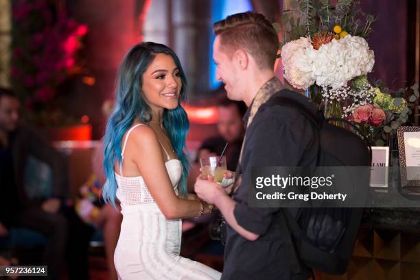 Niki DeMartino and Mike Leddy attends the Niki & Gabi DeMartino X Bellami Collection Launch Party at Avenue on May 10, 2018 in Los Angeles,...