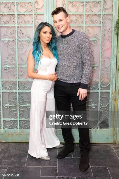Niki DeMartino and Nate West attends the Niki & Gabi DeMartino X Bellami Collection Launch Party at Avenue on May 10, 2018 in Los Angeles, California.