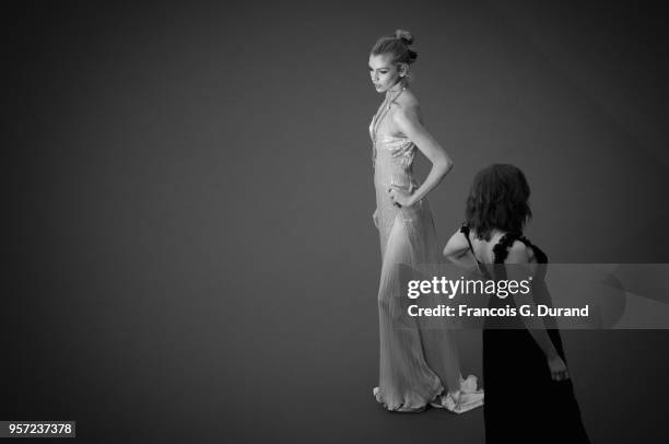 Stella Maxwell and Morgane Polanski attend the screening of 'Sorry Angel ' during the 71st annual Cannes Film Festival at Palais des Festivals on May...