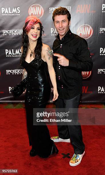 Adult film actress Joanna Angel and adult film actor James Deen arrive at the 27th annual Adult Video News Awards Show at the Palms Casino Resort...