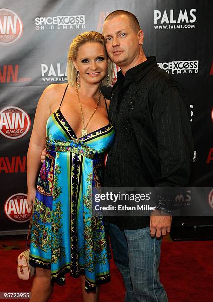 Adult film actress Maya Divine and adult film actor Eric Masterson arrive at the 27th annual Adult Video News Awards Show at the Palms Casino Resort...