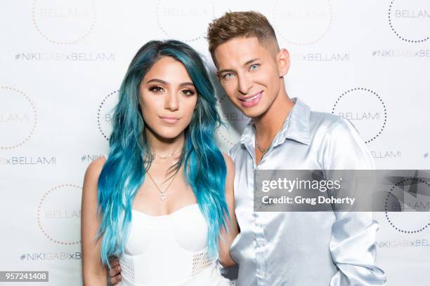 Niki DeMartino and Samuel Rauda attend the Niki & Gabi DeMartino X Bellami Collection Launch Party at Avenue on May 10, 2018 in Los Angeles,...