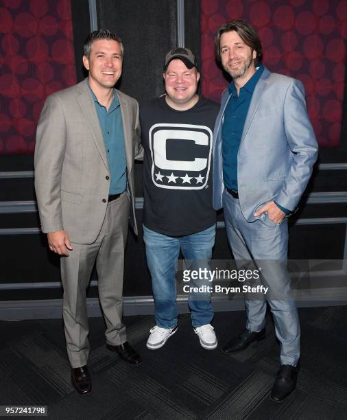 Vice President of Entertainment Operations, Caesars Damian Costa, comedian John Caparulo and producer/manager Seth Yudof attend the launch of...