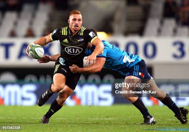 Ihaia West of the Hurricanes in action during the round 12 Super Rugby match between the Blues and the Hurricanes at Eden Park on May 11, 2018 in...