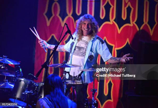 Drummer Steven Adler of Adler's Appetite performs at Whisky a Go Go on May 10, 2018 in West Hollywood, California.