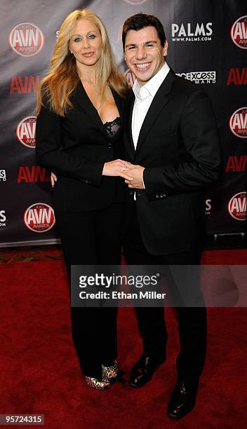 Adult film actress Julia Ann and adult film actor/director Denis Marti arrive at the 27th annual Adult Video News Awards Show at the Palms Casino...