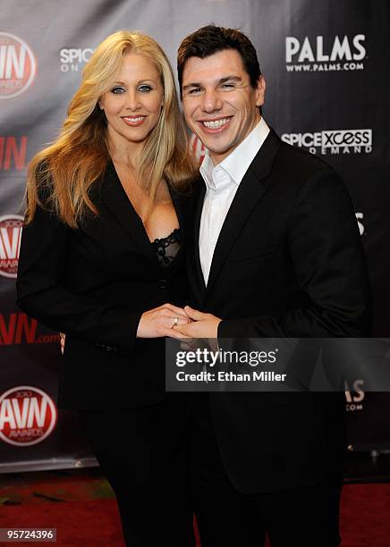 Adult film actress Julia Ann and adult film actor/director Denis Marti arrive at the 27th annual Adult Video News Awards Show at the Palms Casino...