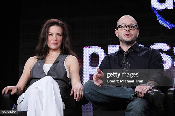 Evangeline Lilly and Damon Lindelof attend the ABC and Disney Winter Press Tour held at The Langham Resort on January 12, 2010 in Pasadena,...