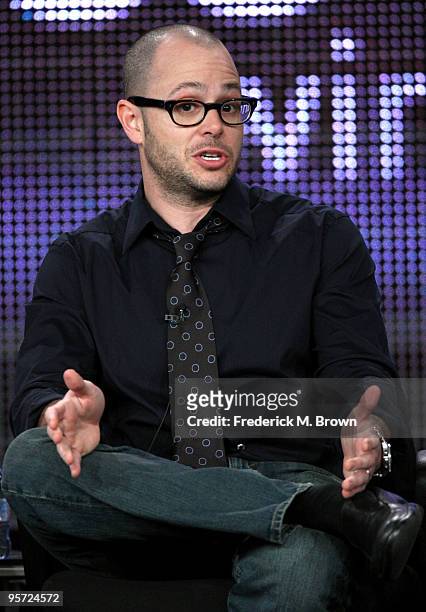 Co-creator/executive producer Damon Lindelof speaks onstage at the ABC 'Lost' Q&A portion of the 2010 Winter TCA Tour day 4 at the Langham Hotel on...