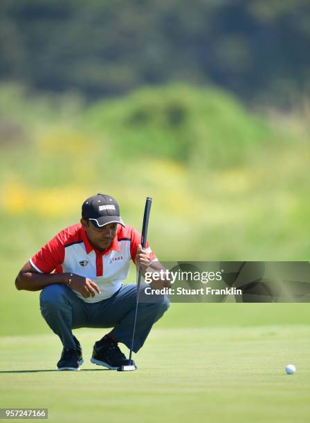 Chawrasia of India lines up a putt during day two of the Rocco Forte Open at Verdura Golf and Spa Resort on May 11, 2018 in Sciacca, Italy.