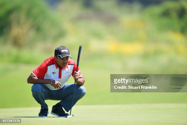 Chawrasia of India lines up a putt during day two of the Rocco Forte Open at Verdura Golf and Spa Resort on May 11, 2018 in Sciacca, Italy.