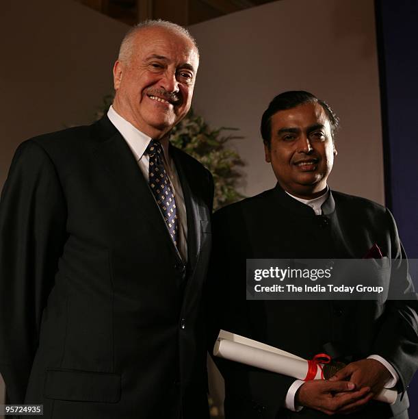 Mukesh Ambani, chairman and managing director of Reliance Industries Ltd., receives the Dean's Medal from the University of Pennsylvania's Eduardo...