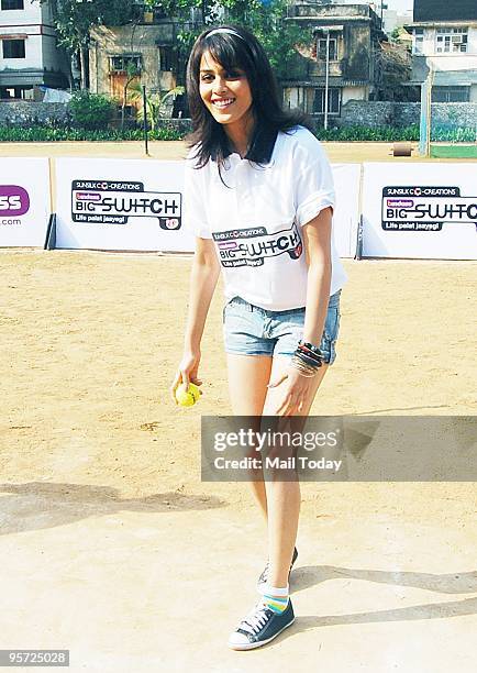 Actress Genelia D'Souza on the sets of the Reality show Big Switch in Mumbai on Thursday, January 7, 2010.