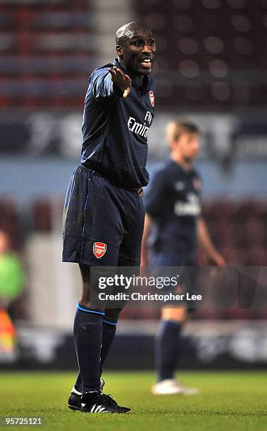 Sol Campbell of Arsenal reserves in action during the Reserves match West Ham United and Arsenal at Boleyn Ground on January 12, 2010 in London,...