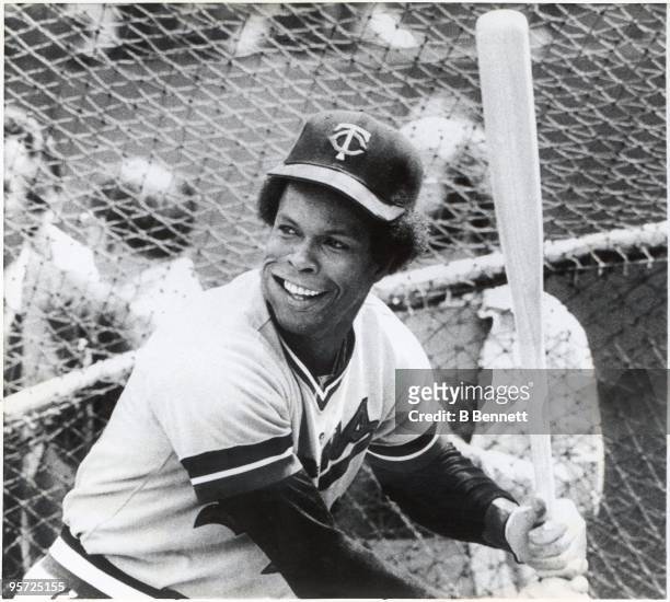 Rod Carew of the Minnesota Twins takes batting practice during a brief workout session for the American League All-Stars at San Diego Stadium on July...