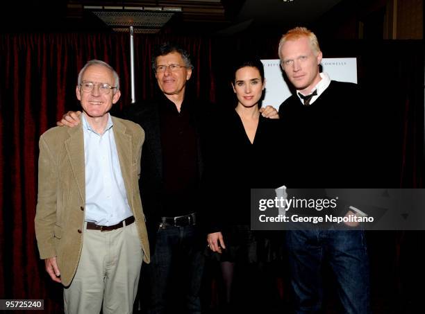 Randal Keynes, director Jon Amiel, actress Jennifer Connelly and actor Paul Bettany attends the "Creation" photo call at the Regency Hotel on January...