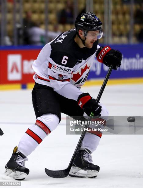 Ryan Pulock of Canada skates against Norway during the 2018 IIHF Ice Hockey World Championship Group B game between Norway and Canada at Jyske Bank...