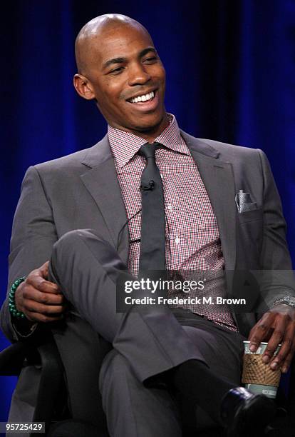 Actor Mehcad Brooks speaks onstage at the ABC 'The Deep End' Q&A portion of the 2010 Winter TCA Tour day 4 at the Langham Hotel on January 12, 2010...