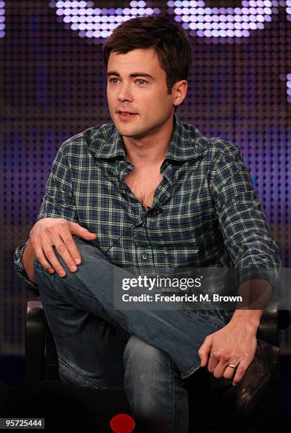 Actor Matt Long speaks onstage at the ABC 'The Deep End' Q&A portion of the 2010 Winter TCA Tour day 4 at the Langham Hotel on January 12, 2010 in...