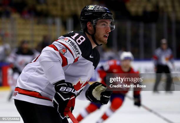 Pierre Luc Dubois of Canada skates against Norway during the 2018 IIHF Ice Hockey World Championship Group B game between Norway and Canada at Jyske...