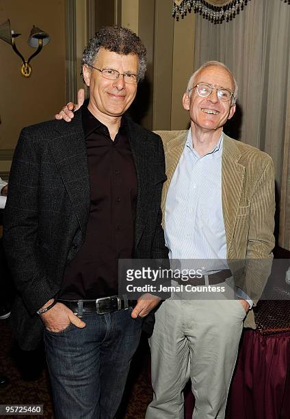 Director Jon Amiel and Randal Keynes, great, great grandson of Charles Darwin attends the "Creation" photo call at the Regency Hotel on January 12,...