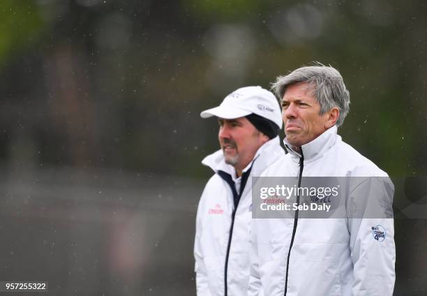 Dublin , Ireland - 11 May 2018; Umpires Nigel Llong, right, and Richard Illingworth during a pitch inspection on day one of the International Cricket...