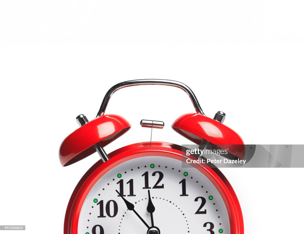 RED ALARM CLOCK WITH COPY SPACE