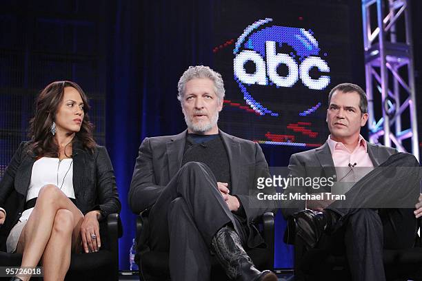 Nicole Ari Parker, Clancy Brown and David Hemingson attend the ABC and Disney Winter Press Tour held at The Langham Resort on January 12, 2010 in...