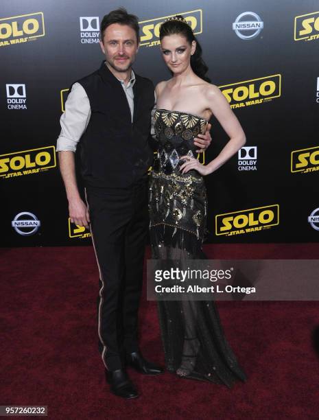 Personality Chris Hardwick and wife/actress Lydia Hearst arrive for the Premiere Of Disney Pictures And Lucasfilm's "Solo: A Star Wars Story" held on...