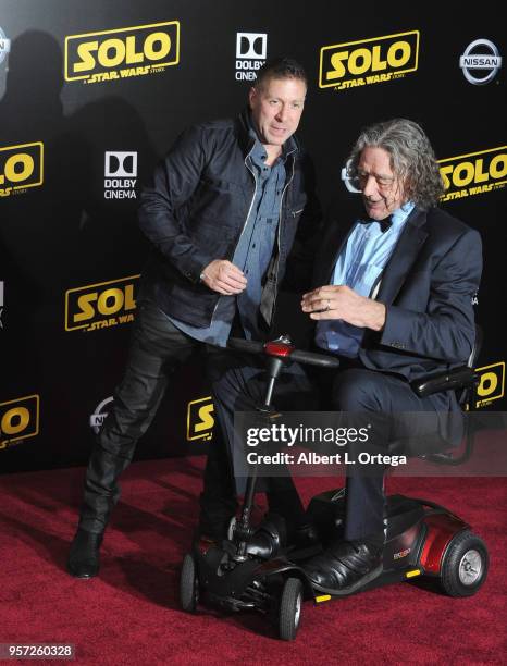 Actor/Martial Artist Ray Park and actor Peter Mayhew arrive for the Premiere Of Disney Pictures And Lucasfilm's "Solo: A Star Wars Story" held on May...