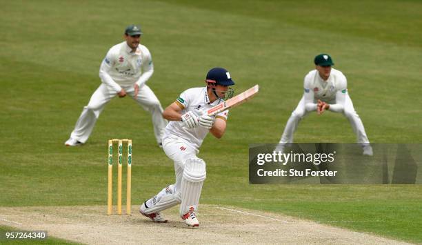 Essex batsman Alastair Cook cover drives during day one of the Specsavers County Championship Division One match between Worcestershire and Essex at...