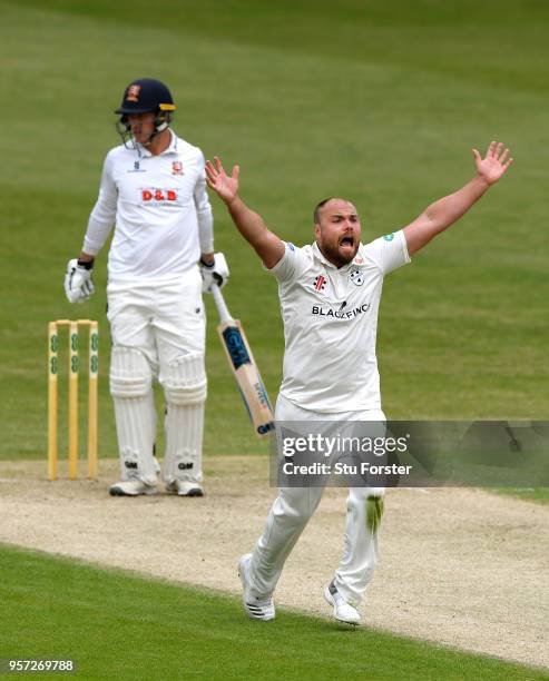 Essex batsman Tom Westley survives a confident appeal from Worcestershire bowler Joe Leach during day one of the Specsavers County Championship...