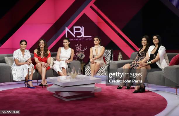 Aleyda Ortiz, Nastassja Bolivar, Clarissa Molina, Ana Patricia Gamez and Vanessa De Roide are seen during Facebook Live: Nuestra Belleza Latina...