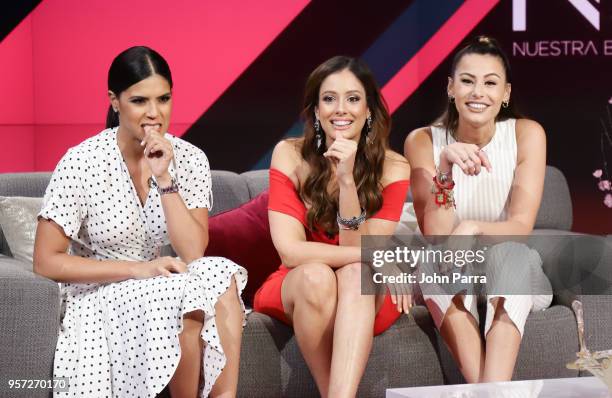 Francisca Lachapel, Aleyda Ortiz and Nastassja Bolivar are seen during Facebook Live: Nuestra Belleza Latina reunion at Univision's Newsport Studios...